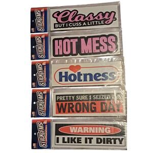 Bumper Stickers Classy Hot Mess Hotness Wrong Day Warning 5 Pack Stickers USA